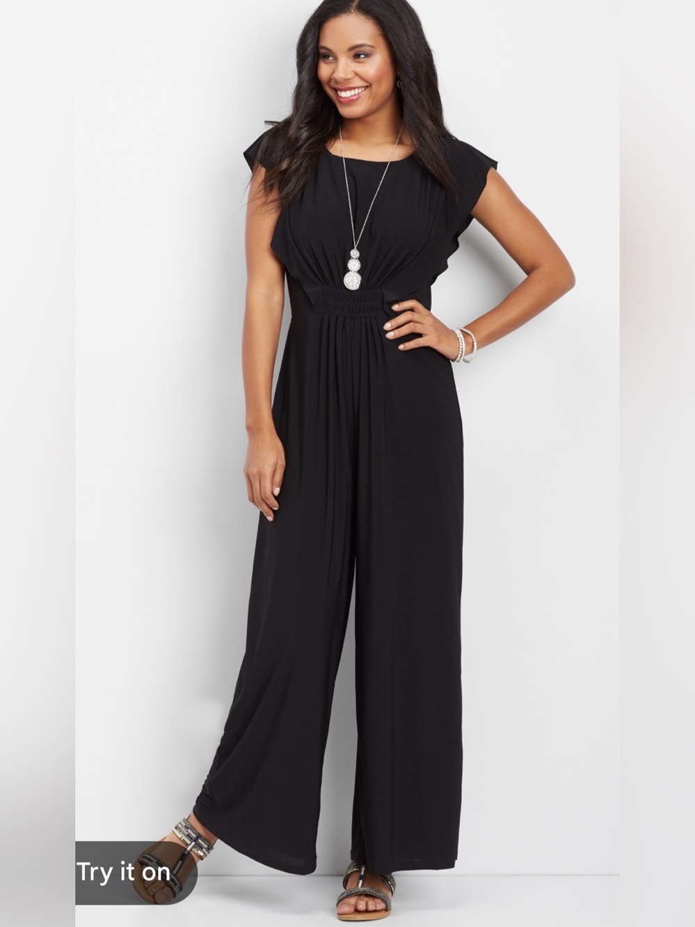 Maurice’s black flutter sleeve wide leg jumpsuit XL